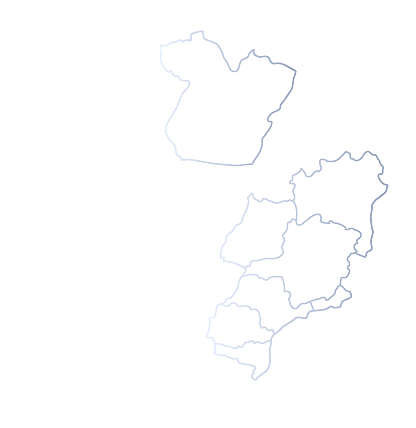 Mapa do Brasil com 8 estados destacados